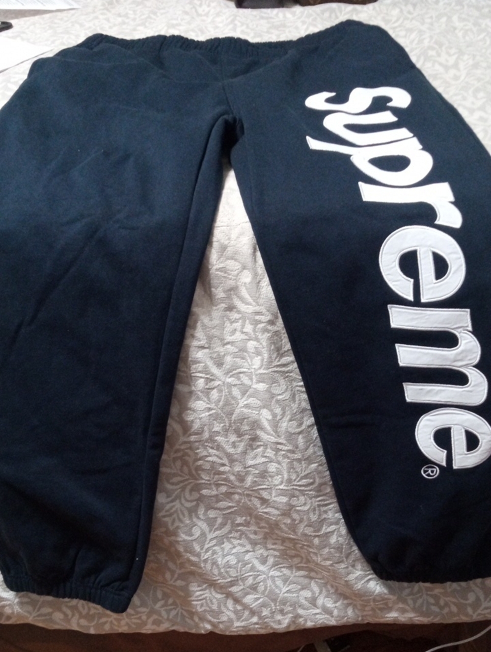 Supreme Black Joggers with Bold White Side Logo